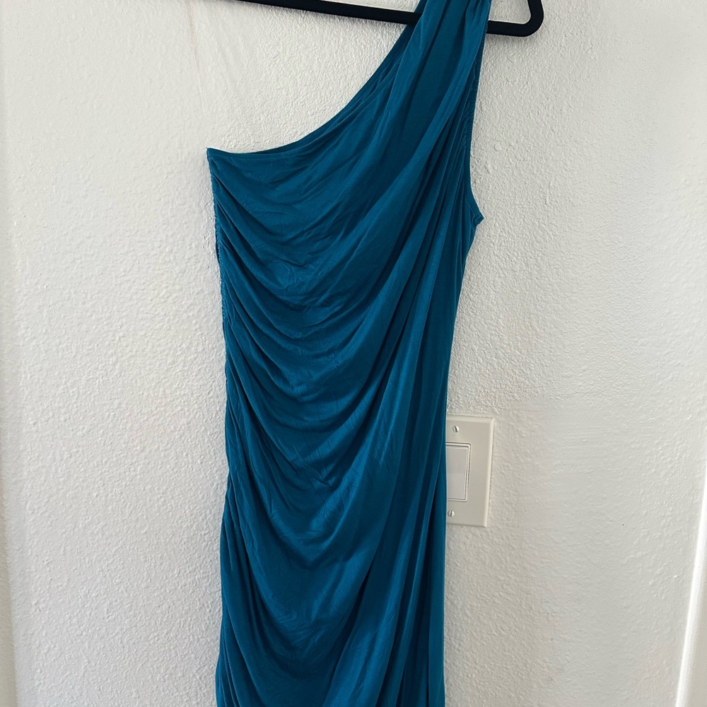 A New Day Blue One Shoulder Ruched Sheath Dress